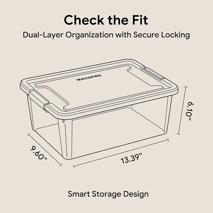 MACOPRO 17QT Craft Storage Box with 2 Removable Caddy Trays, Clear Stackable Plastic Organizer with Lid for Art Supplies, Beads, Sewing Tools, Pens & Kids Toys (White, 1Pack-2-in-1) - Image 4