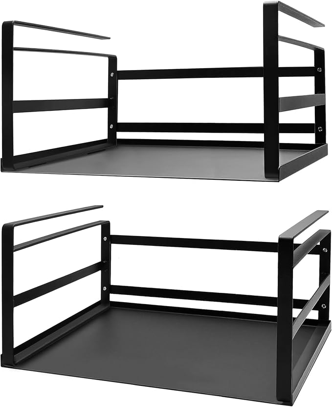 Nxconsu Under Shelf Basket 2 Pack, Cabinet Storage Organizer, 16.1" Black | Solid Metal Bottom Holds Up to 30 lb with No Drilling for Kitchen Cupboard Pantry Bookshelf Closet Laundry and Bath by Nxconsu