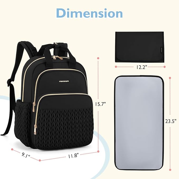 mommore Diaper Bag Backpack, Large Travel Baby Bag for Daily Essentials | Stylish Diaper Backpack for Toddler, Insulated Pockets, Changing Pad & Stroller Straps for Outdoor Trip - Image 6