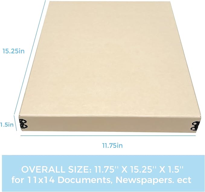 Lineco Museum Archival Storage Box, Drop Front, 11.75x15.25x1.5 in, Tan | Acid-Free with Metal Edge, Preserves Picture Longevity, Organize Photos, Newspapers, Prints, Documents, Crafts, DIY - Image 3