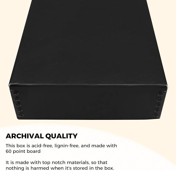 Golden State Art, Drop Front Archival Storage Box, 8.75"x10.75"x3"-Black | Acid-Free 8x10 Museum Photo Storage Box with Metal Edge, Preserve Documents, Prints, Poster, Photographs, Arts And Crafts - Image 5