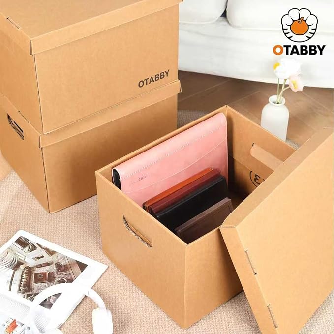 File Storage Boxes with Lids, Photo Storage, Letter/Legal Size, 8-pack | Heavy-Duty Kraft Board with 3-Ply Reinforced Walls, Handles and Lids for Long-Term File and Photo Storage,12x16x10 Inches - Image 6