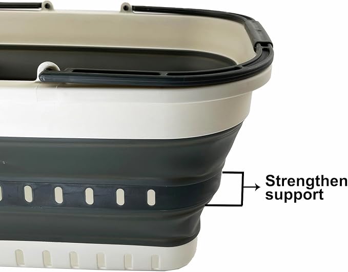 SAMMART 26L (6.8 Gallons) Collapsible Plastic Laundry Basket with Handle-Foldable Pop Up Storage Basket with handle (Washed Black+Coral Pink (Set of 2)) - Image 4