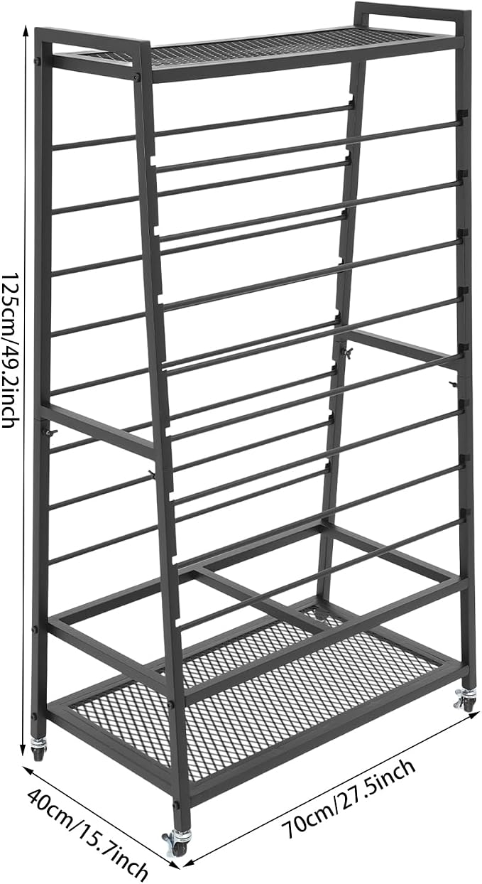 16 Tier Ribbon Organizer for Craft Room, Double-Sided Ribbon Holder Organizer Rack, Black Metal Ribbon Storage Rack for Craft Room Cake Shop Flower Store - Image 3