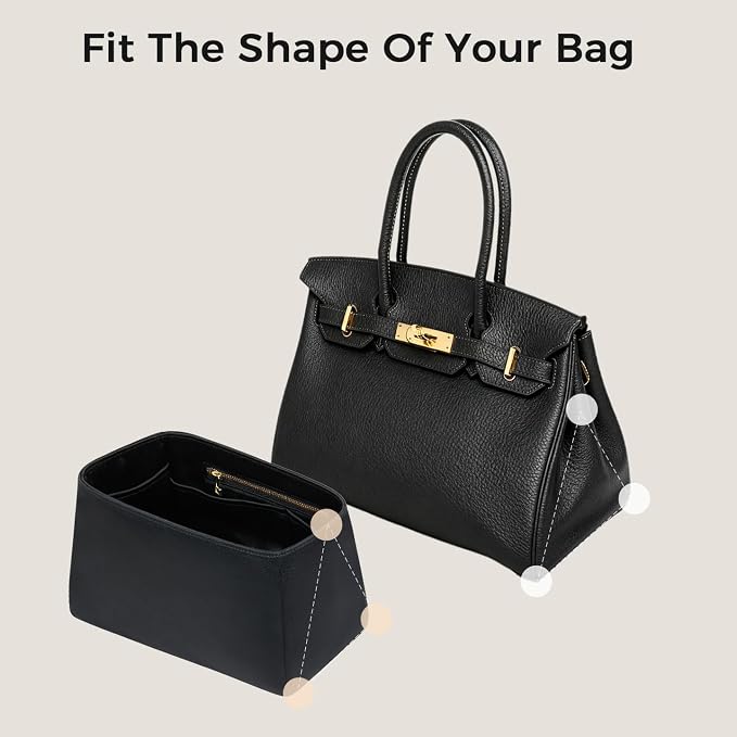 ZTUJO Silky Purse Organizer For Birkin, Luxury Purse Organizer Insert (Black, BK25) - Image 4