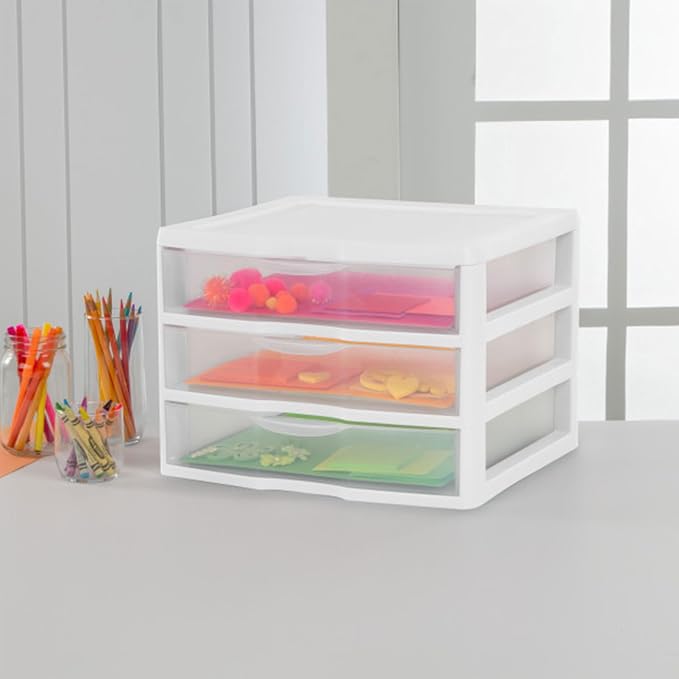Sterilite Wide 3-Drawer Storage Unit for Bedroom and Dresser, 6-Pack | Organizing Plastic Storage Drawers and Containers for Home, Office, Desk, Clothes, Kitchen, and Pantry - Image 6
