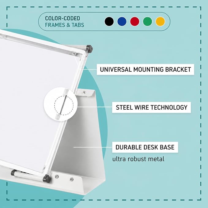 Tarifold Desktop Reference Display System, 50 Pockets, Expandable, White | 50 Double-Sided PVC Pockets, Holds 100 Letter-Size Sheets, Sturdy Metal Base, Quick-Find Indexing, Quick and Easy to Assemble - Image 3
