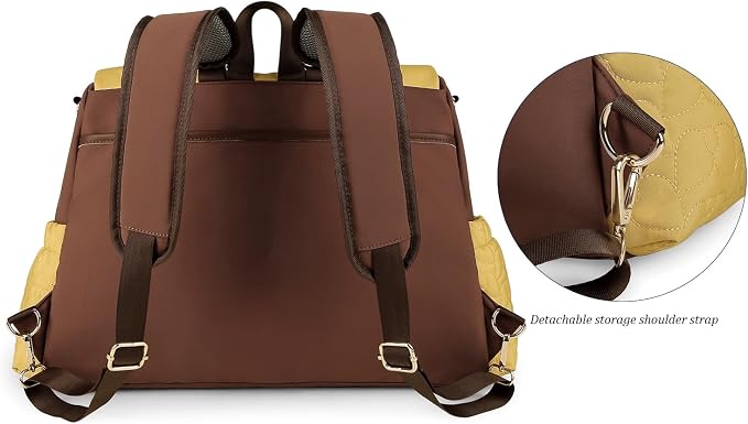 Lmbabter Diaper Bag Backpack Convertible Messenger Bag Travel Backpack Maternity Bags Stylish Baby Bag with Changing Pad for Mom (Brown) - Image 6
