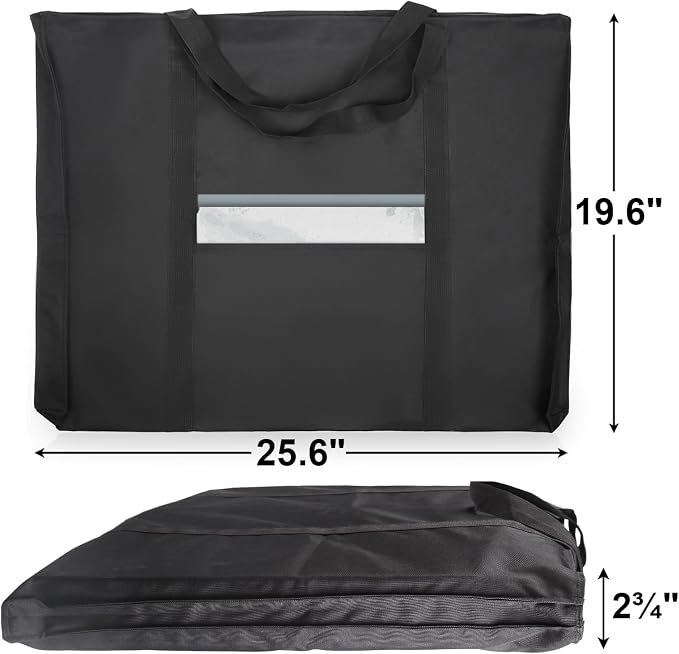JJRING Dacron Light Weight Art Portfolio Bag, 19.6'' x 25.6'' for 18'' by 24'', Black Carrying Storage Case for Poster, Sketching, and Drawing | Light Weight Carrying Storage Case Suitable Poster, Sketching, And Drawing - Image 2