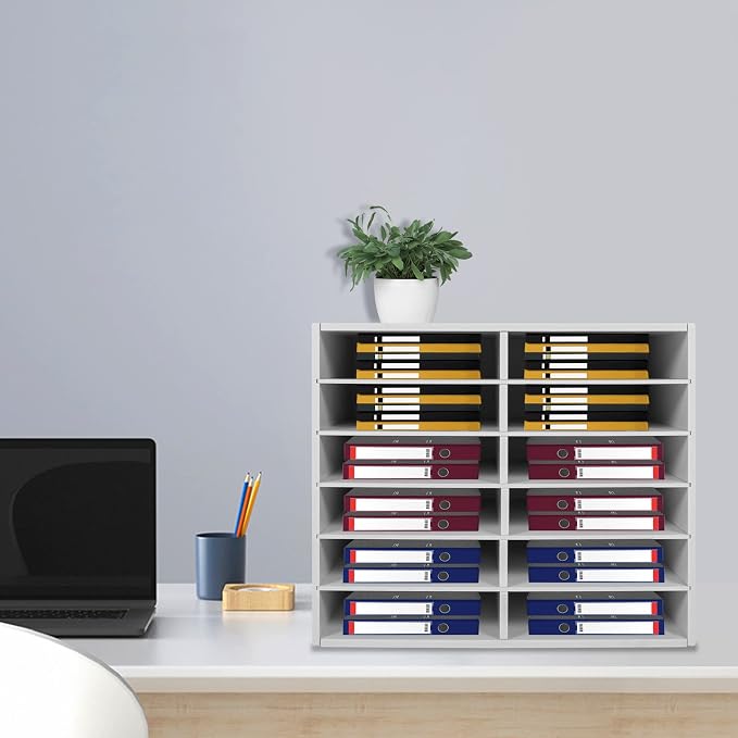 Literature Organizer Sorter, 12 Slots Adjustable File Sorter Mail Organizer | Paper Sorter Organizer, Open Design Paper Storage Mailbox for Office School Classroom, White - Image 3