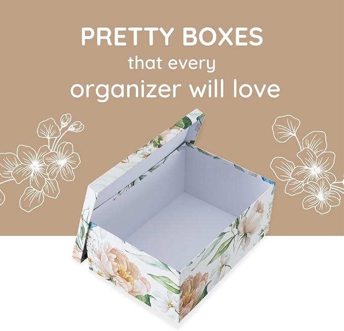 Soul & Lane - Floral Revival Decorative Storage Boxes with Lids, Set of 3 | Large Nesting Cardboard Keepsake Boxes for Memories, Photos and Gifts, Pretty Decorated Floral Containers for Organizing - Image 3