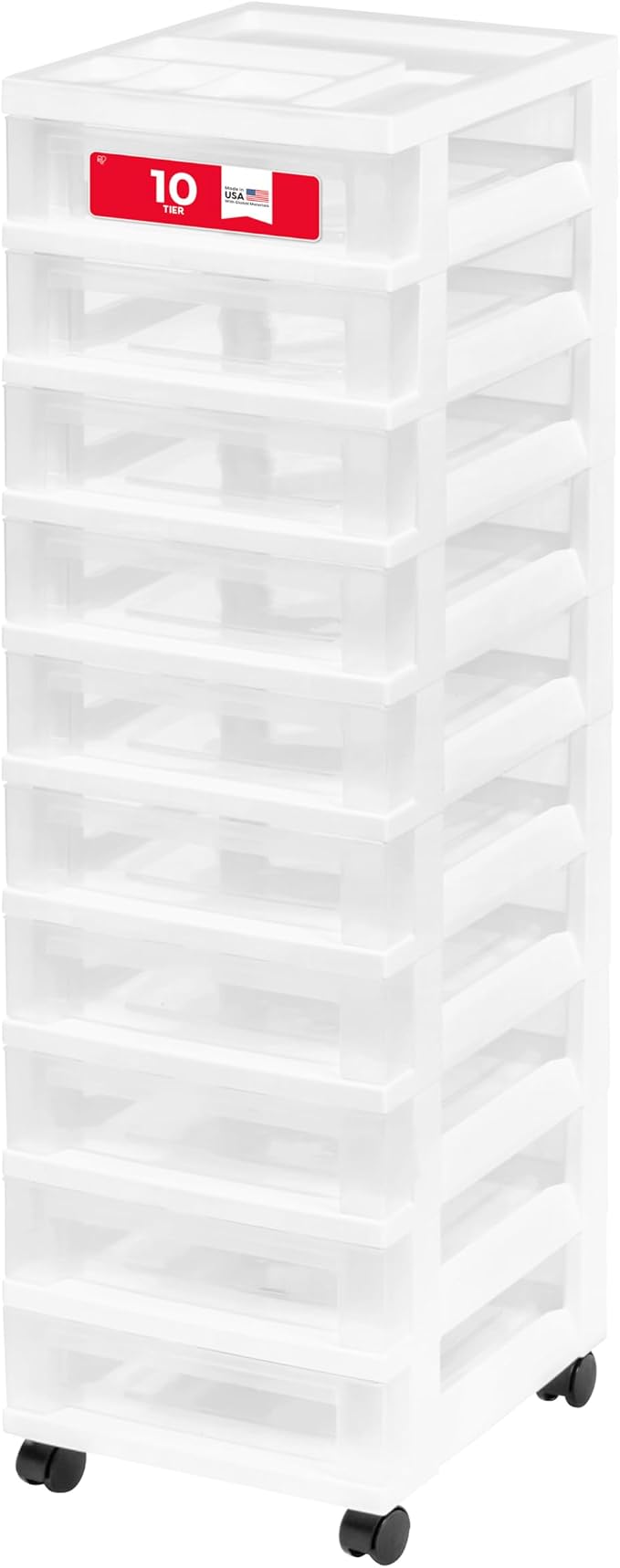 IRIS USA 10-Drawer Rolling Storage Cart, White/Clear | Keep classroom supplies, teacher essentials, craft materials, and learning tools organized with easy-access drawers. by IRISUSA