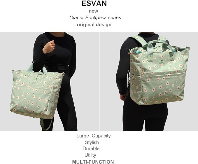 Diaper Tote Bag Totepack Backpack Crossbody Bag 3 in 1 for Women Laptop Backpack Multifunctional with Insulated Pockets - Image 6