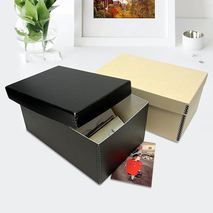 Lineco Archival Photo Card Box, Museum-Quality, 4x6x12 Inch, Tan, 2 Pack | Acid-Free with Removable Lid, Metal-Edge Corner, Bulk Storage and Preservation for Negatives, Prints, Films, Photos, Snapshot - Image 8