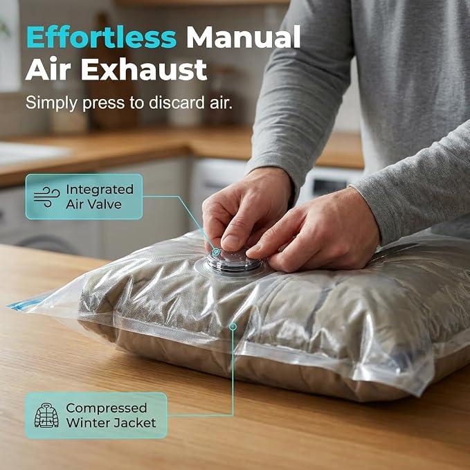 No‑Pump Vacuum Storage Bags,Reusable Cube Compression Space Saver Bags,3 Sizes Press & Seal Compression for Clothes, Bedding & Travel (5, 39.37 * 31.49") - Image 2