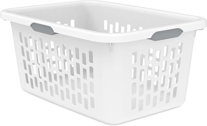 2-Bushel Plastic Laundry Hamper with 4 Ergonomic Handles – BPA-Free, Spacious Design for Household Use, White by Unknown