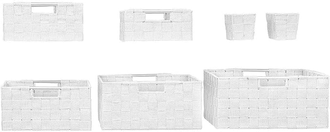 Sorbus Storage Baskets for Organizing (Set of 7), Mesh Hand-Woven Design, Linen Closet Organizers and Storage, Organizer Storage Baskets for Shelves, Variety Pack Organizers and Storage (White) - Image 7
