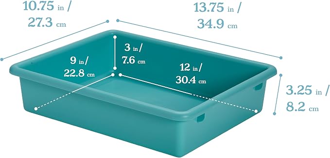 ECR4Kids Letter Size Plastic Tray Organizer with Lids, Small, Storage Bins, Contemporary, 10-Piece | Durable plastic, GREENGUARD Gold Certified, 2 gallon capacity, stackable/nestable, easy-lift lids, classroom & home use - Image 2