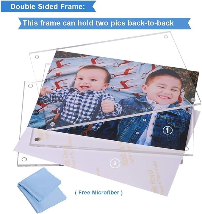 2Pack 11x14 Acrylic Picture Frame,Clear Double Sided Photo Magnetic | With Stand,Desktop Frameless Floating Frame for Artwork Poster Certificate Document,Perfect Decorate Birthday Wedding Party - Image 2