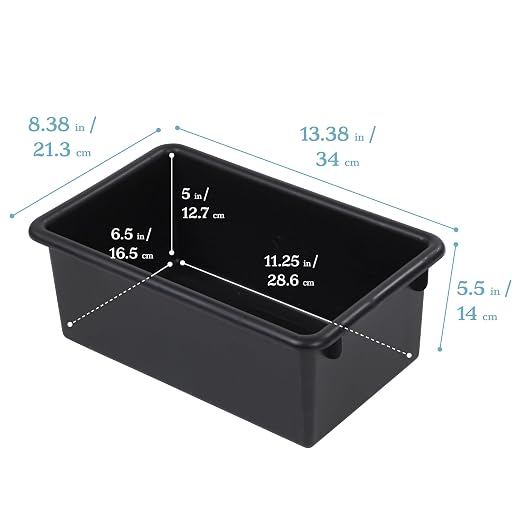 ECR4Kids Cubby Storage Plastic Bin with Lids, Multipurpose Organization, Black, 10-Piece | Durable plastic, GREENGUARD Gold Certified, 7 quart capacity, lightweight & nestable, easy-lift lids, classroom/home use - Image 2