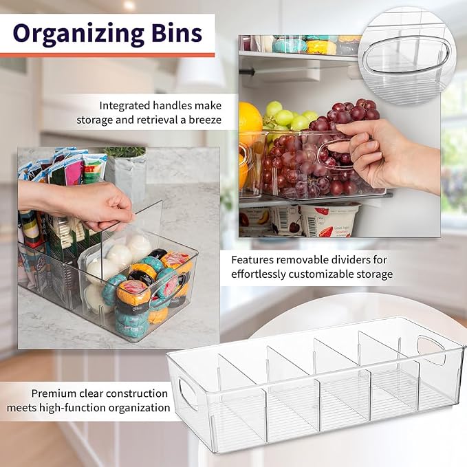 ClearSpace Pantry Storage Bins with Removable Dividers, XL, 4 Pack | Pantry storage bin for organizing food items, kitchen essentials, and refrigerator storage - Image 3