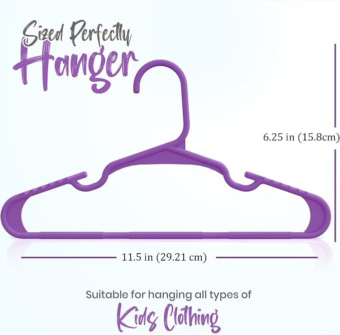 Utopia Home Kids Hangers 40 Pack – 11.5 Inch Baby Closet Hangers Purple | Plastic baby hangers | Fits children's & infant clothes | Gentle on delicate garments - Image 3