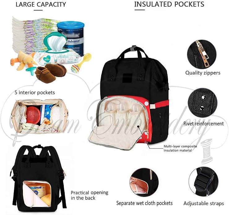 PERSONALIZED Large Diaper Knapsack/Tote Backpack/Messenger Shoulder Bag - Image 5