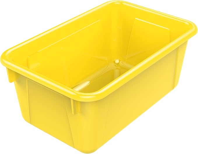Storex Small Cubby Bins – Plastic Storage Containers for Classroom, 12.2 x 7.8 x 5.1 inches, Class Yellow, 5-Pack (62418A05C) - Image 2