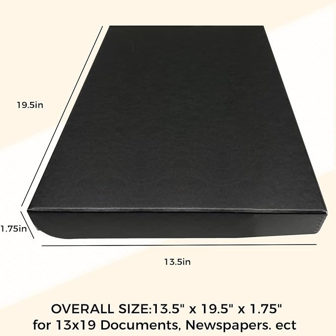 Golden State Art, Clamshell Archival Folio Storage Box 13x19 Inch, Black | Acid-Free Photo Box with Metal Edge Corner, Preserve And Store Paper Documents Cards Prints Arts and Crafts DIY Projects - Image 2