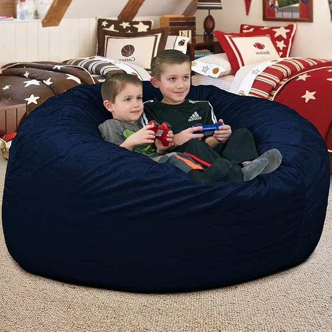 ULTIMATE SACK | 4 Ft Bean Bag Chair Replacement Cover Only | Navy Fur | Removable Washable Cover only - Image 8