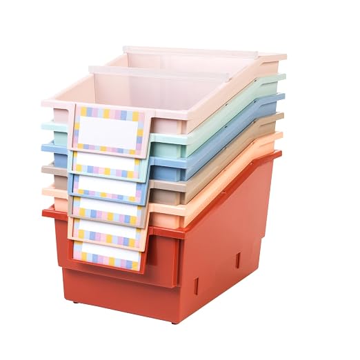 Really Good Stuff Chapter Book Library Bins with Dividers - 6 Pack - Boho - Image 5