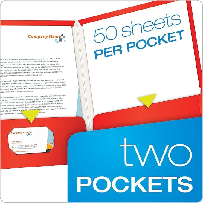 Oxford Laminated Twin-Pocket Folders, Letter Size, Red, Holds 100 Sheets, Box of 25 (51711EE) - Image 3