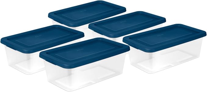 Sterilite Stackable 6 Quart Home Storage Box with Handles and Lid for Efficient, Space Saving Household Storage and Organization, (10 Pack) - Image 8
