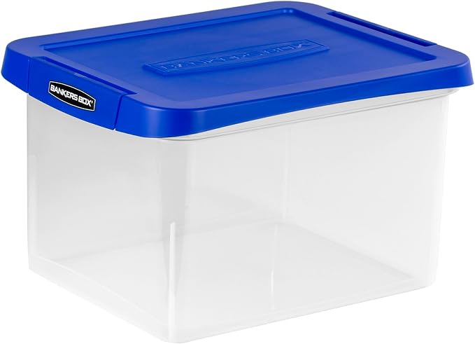 Bankers Box Heavy-Duty Plastic File Box, Letter/Legal | Protect letter/legal files in a heavy-duty plastic box with hanging rails built for durable, grab-and-go storage. by BankersBox