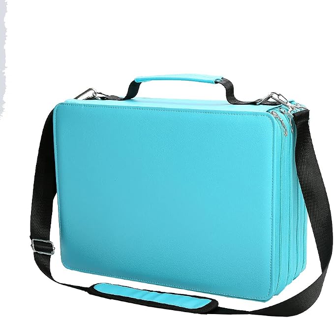 Marker Pen Organizer Case 224 Slots w/Handle & Shoulder Strap | 4-Layer Zipped Pencil Pouch PU Leather w/Open Front pocket for Gel Pen Markers to Artists, Painters by Lbxgap