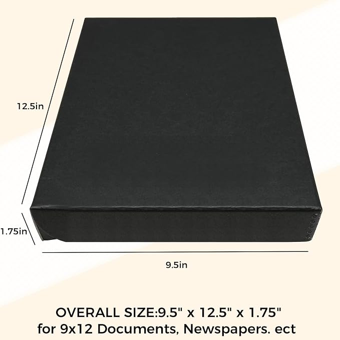 Golden State Art, Clamshell Archival Storage Box 9x12, Black, Pack of 2 | Acid-Free Photo Box with Metal Edge Corner, Preserve And Store Paper Documents Cards Prints Arts and Crafts DIY Projects - Image 2