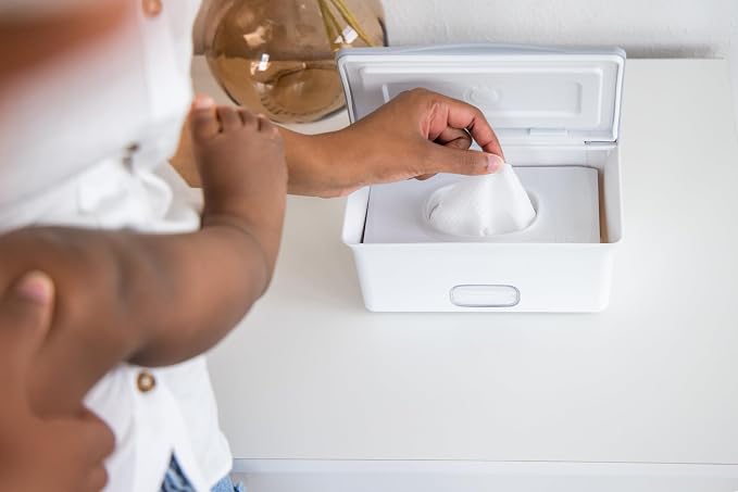 Ubbi Set of 2 Baby Wipes Dispensers with Weighted Plates and Secure Seals, Nursery and Baby Registry Essential to Keep Wipes Fresh and Changing Table Organized, Gray | Rubber Seal Keeps Wipes Fresh, Non-Skid Feet, Holds Standard Pack of Wipes, Baby Cha... - Image 9