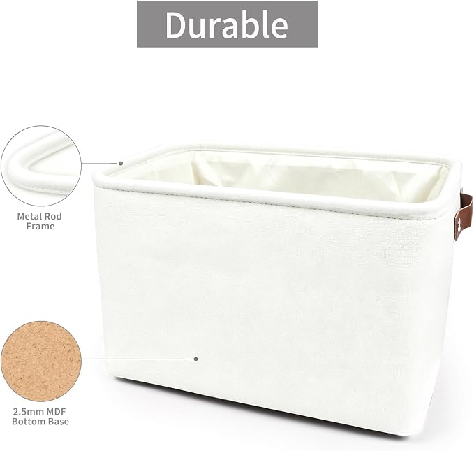 Storage Bins Large Fabric Storage Baskets for Shelves 3 Pack, Decorative Linen Closet Baskets with Handles for Organizing, Shelf, Clothes, Home, Office, 15x11x9.5Inches (White) - Image 5