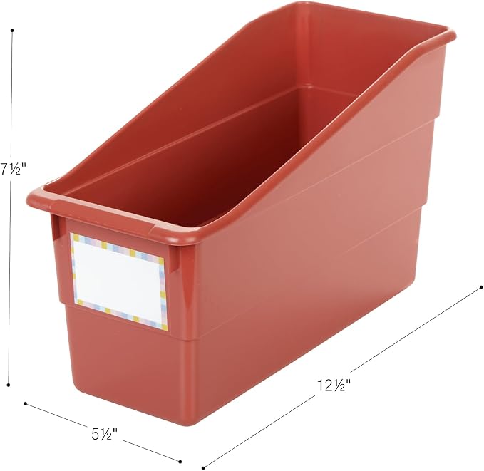 Really Good Stuff Durable Book & Binder Holders, Set of 6 Boho Colors | Plastic Storage Bins for Classroom & Office, File Folder Organizer, Magazine Holder, Book Display - Image 9