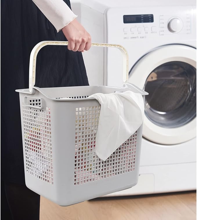 Asking 4-Pack 35 L Plastic Laundry Baskets, Gray Clothes Basket with Handle | Double Carry Handles, Sturdy Plastic, Perfect for Laundry, Towel, Toy Organizing - Image 6