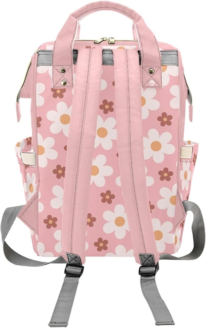 Custom Name Diaper Bag Backpack – Pink Flower Personalized Baby Nappy Bag with Insulated Bottle Holders – Waterproof Large Capacity Travel Backpack Gift for Parents - Image 4