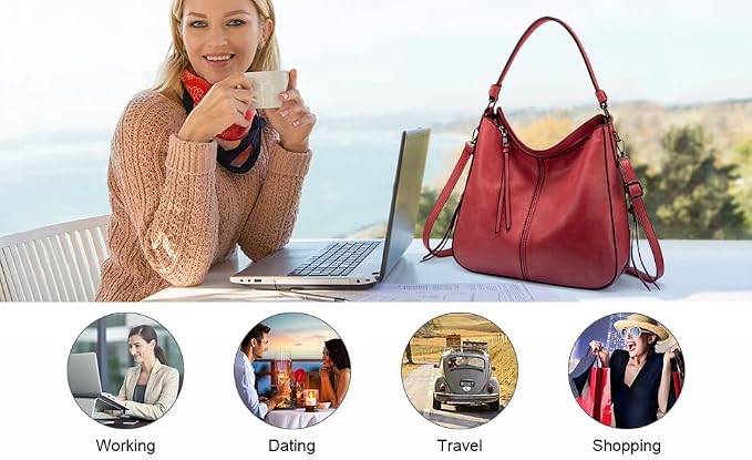 Hobo Crossbody Bag for Women, Designer Shoulder Purse Handbags - Image 2