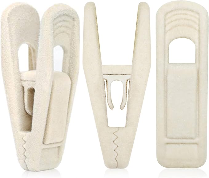 TOFIIGREM Beige Velvet Hangers Clips (80-Pack), Non-Slip Strong Velvet Clips for Velvet Skirt Hangers, Velvet Pants Hanger Velvet Clips Fit for Thin Velvet Clothes Suit Hangers by TOFIIGREM