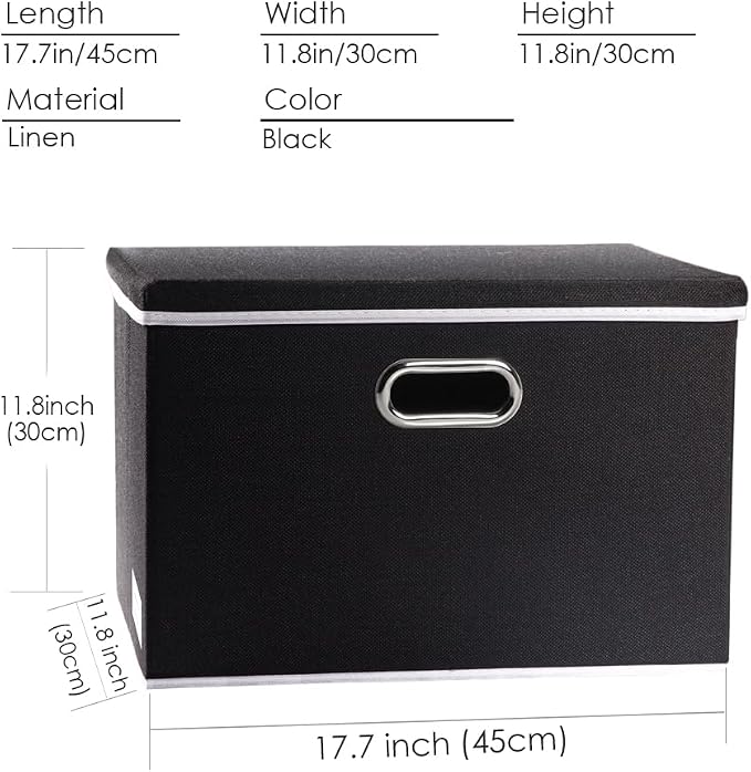 Large Foldable Storage Boxes with Lids [5-Pack] Organizer Containers Baskets Cube with Cover for Home Bedroom Closet Office Black17.7x11.8x11.8 For 6+ Year Old Boys and Girls - Image 6