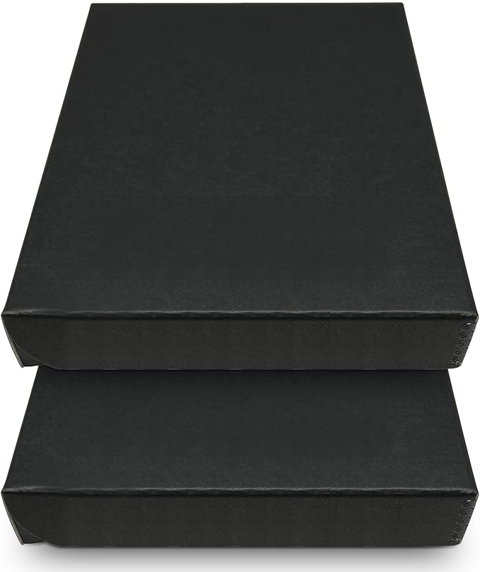 Golden State Art, Clamshell Archival Storage Box 9x12, Black, Pack of 2 | Acid-Free Photo Box with Metal Edge Corner, Preserve And Store Paper Documents Cards Prints Arts and Crafts DIY Projects by GoldenStateArt