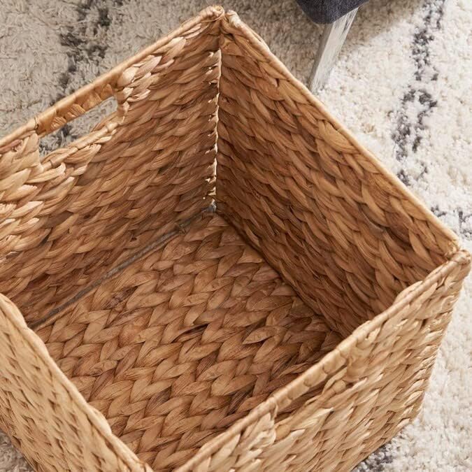 M4DECOR 12x12x12 Storage Cube, Water Hyacinth Storage Baskets, Wicker Storage Baskets for Shelves, Woven Baskets for Storage, Square Wicker Storage Basket for Bedroom, Living Room (4 Packs 12x12in) - Image 4