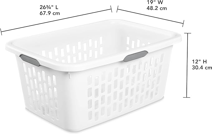 2-Bushel Plastic Laundry Hamper with 4 Ergonomic Handles – BPA-Free, Spacious Design for Household Use, White - Image 2