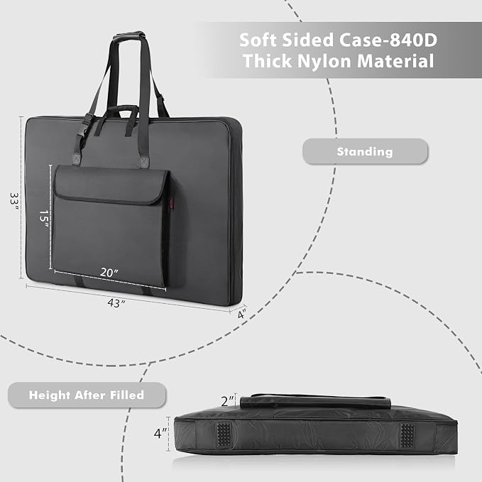 Premium Art Portfolio Case - 32" x 42" - Soft Sided - Foldable - Waterproof & Tear Resistant - Artwork, Photography, Sketch, LCD, Monitor, Solar Panel - Shoulder Straps & Handles - Image 3