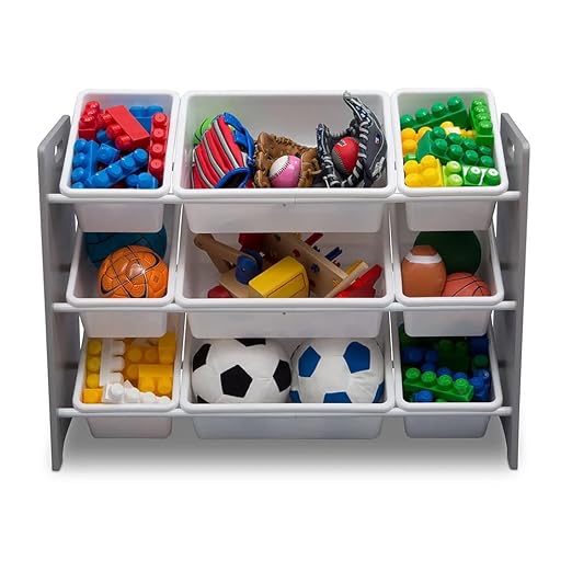 Delta Children MySize 9 Bin Plastic Toy Organizer - Greenguard Gold Certified, Grey - Image 4