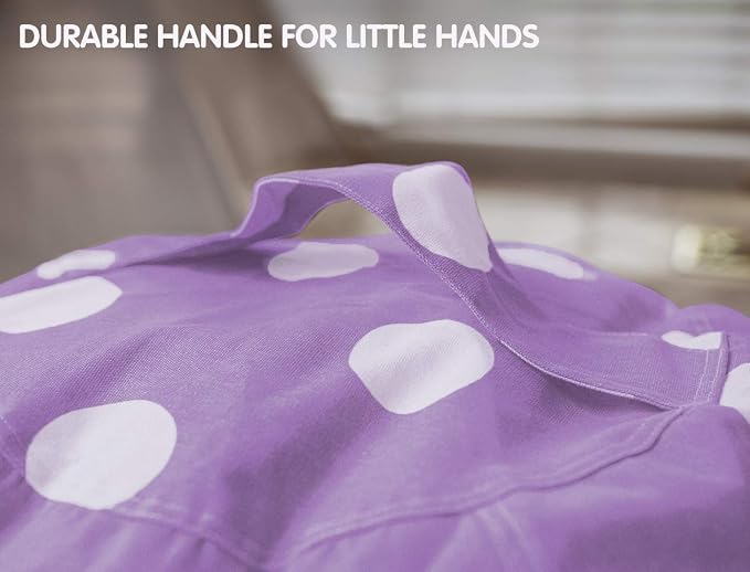 WEKAPO Stuffed Animal Storage Bean Bag Chair Cover for Kids | Stuffable Zipper Beanbag for Organizing Children Plush Toys Large Premium Cotton Canvas (Purple Dot, X-Large) - Image 4